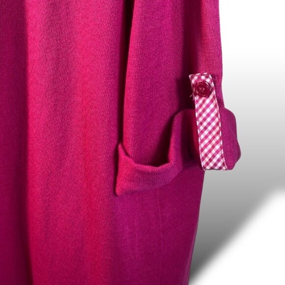 Catherine's Cardigan Womens Sz 1X Pink Button-Front Roll-Tab Crew Neck Sweater - Picture 5 of 10